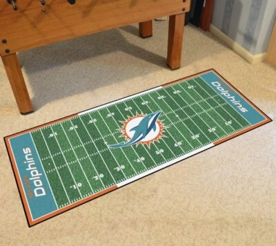 Miami Dolphins Football Field Runner Mat - 72"x30" NFL Licensed Rug Gift Carpet - Image 1 of 4