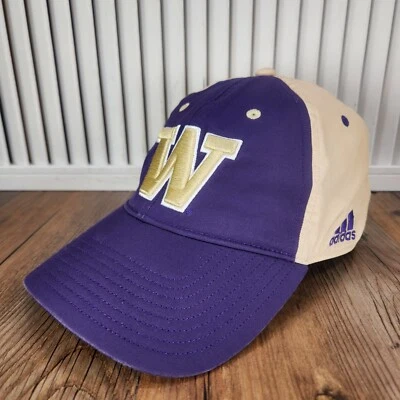 Washington Huskies Adidas Gorra Ajustada Púrpura Dorado Universidad Deportes Elastizada Papá Foto 1 de 4