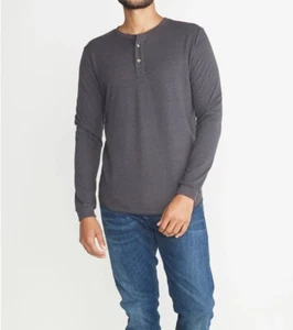 NWT Marine Layer Men's Size L Gray Long Sleeve Quarter Button Henley Shirt - Picture 1 of 8