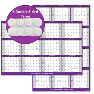 12" x 18" 2025 Wall Calendar Monthly 12 Month Annual Yearly Wall Planner PURPLE - Picture 1 of 9