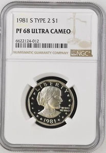 1981-S Type 2 Susan B. Anthony (SBA) Dollar NGC PF-68 ULTRA CAMEO - Picture 1 of 2