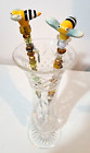 2 Decorative Beaded Plant Stakes Houseplants Handmade Glass Beads Honey Bees