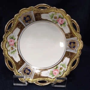 Noritake Reticulated Centerpiece Bowl Porcelain Scalloped With Gold 1920s 9" - Picture 1 of 8