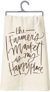 NUEVO~The Farmer's Market is my Happy Place~TOALLA DE TÉ 28"~Mano/Cocina/Plato/Algodón - Imagen 1 de 1