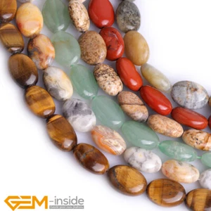 10x14mm Natural Assorted Gemstone Oval Olivary Loose Beads Jewelry Making 15" AU - Foto 1 di 33