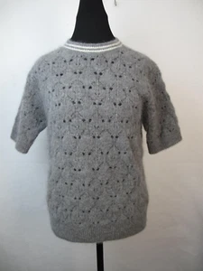 NWT Brunello Cucinelli Mohair Wool Brushed Pointelle Knit Sweater Top S Crochet - Picture 1 of 11