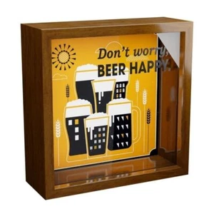 Caja de sombra de regalo para amante de la cerveza decoración de pared - Caja de exhibición de madera de 6x6x2". - Imagen 1 de 7
