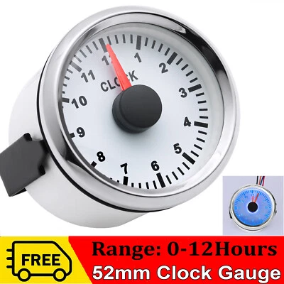 52mm Clock Gauge Clock Meter Blue Backlight Waterproof For Car Truck Boat Yacht - Image 1 of 4