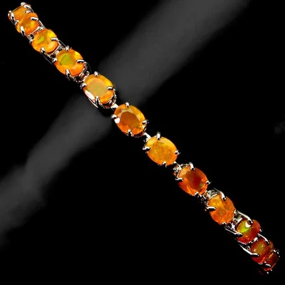925 Пробы браслет овальный оранжевый опал 5 x 4 мм натуральный драгоценный камень ювелирные изделия 10 - Изображение 1 из 4
