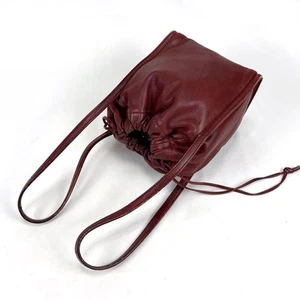 LOEWE Anagram Logo Handbag Drawstring Red Shoulder bag Leather Ladies - Picture 1 of 9