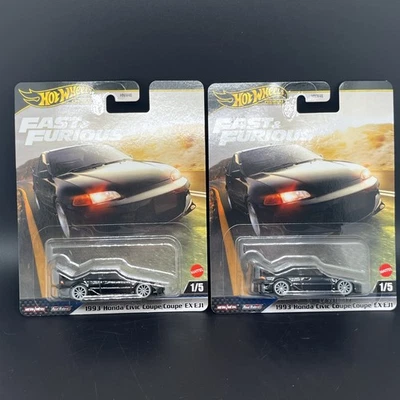 Lote de 2 Honda Civic 1993 Hot Wheels Premium Fast & Furious cupé EX EJ1 2025 Foto 1 de 3