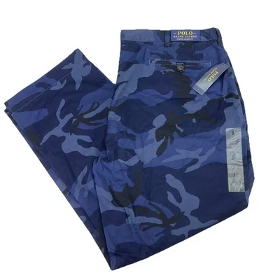 Calça Polo Ralph Lauren Masculina 42Bx30 Elástica Ajuste Clássico Nova Com Etiqueta Azul Camuflagem Chino - Imagem 1 de 4
