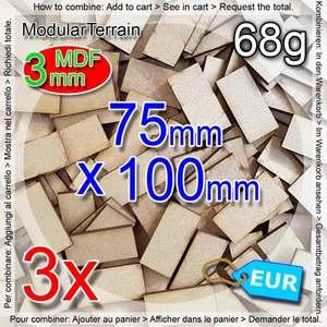 3x 3mm MDF Base 75x100mm 100x75mm Cavalry Tank Bike Warhammer 40k - Imagen 1 de 5