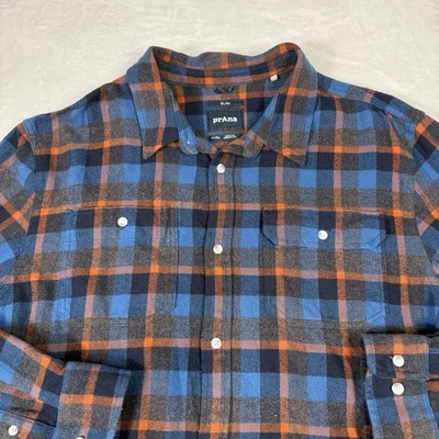 Prana Flannel Shirt Mens Size XL Plaid Slim Organic Cotton Hiking Outdoors - Image 1 of 4