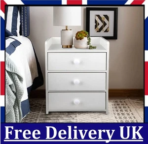 Wooden Bedside Table Cabinets Nightstand Bedroom Furniture Drawers Storage White - Picture 1 of 8