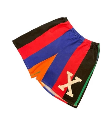 Pantalones Cortos Vintage Años 90 Malcolm X Multicolor Cordón Algodón Talla M-L Hiphop Retro Foto 1 de 4