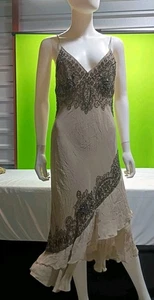 PAPELL BOUTIQUE  Asymmetrical SILK Bead Dress Size 10 - Picture 1 of 7