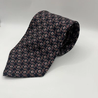 Gravata masculina 100% seda preta vermelha geométrica BROOKS BROTHERS Makers - Imagem 1 de 3