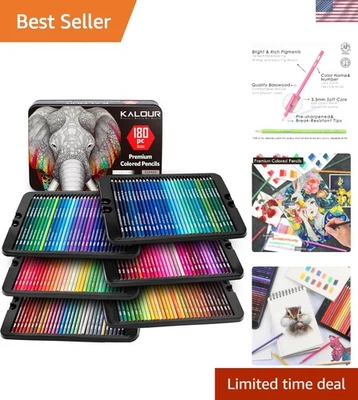 Lápices de colores de 180 núcleos suaves de espectro completo en lata elegante - para todos los creativos Foto 1 de 4