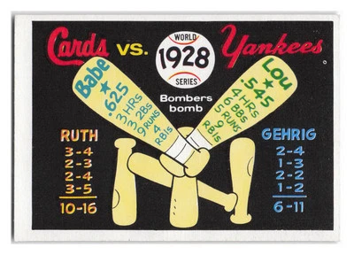 1970 Fleer World Series #25 1928 - Cardinals vs. Yankees - Ruth / Gehrig - Image 1 of 2