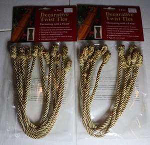 Haute Decor dekorative 12 Gold Twist Krawatten Rückseite Girlande Dekorationen 16" Weihnachten - Bild 1 von 2