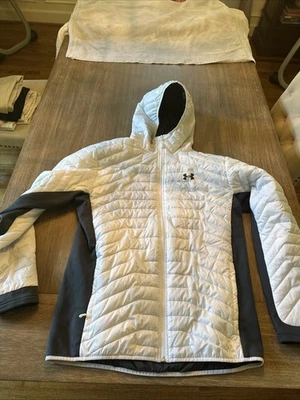 Chaqueta Under Armour Storm Tech para Hombres XL Blanca Gris Puffer Cremallera Completa Sudadera con Capucha Foto 1 de 4