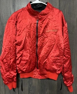 Vintage Gold Caesars Palace Satin Red And Black Reversible Bomber Jacket Medium - Picture 1 of 8