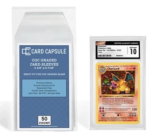 Card Capsule 50 Count Exact Fit for CGC Graded Slabs Resealable Sleeves Bags - Picture 1 of 3