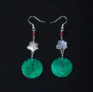 I04 Ohrring Lotusblume aus Sterling Silber 925 und Scheibe aus Achat - Bild 1 von 10