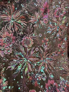 Luxury Sparkly Purple Holographic Sequined Lace. Glitter Shiny, Premium Quality - Picture 1 of 10