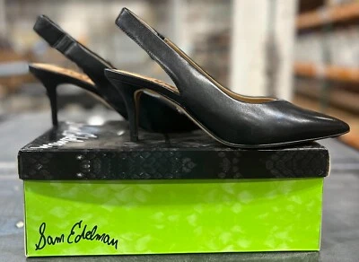 Sam Edelman Jeckel 露跟尖头高跟鞋 - 黑色皮革 - 美国 8.5 — 第 1/4 张图片