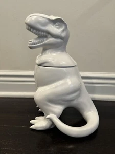 White T Rex Dinosaur Cookie Jar Canister Stoneware Target Threshold 12" Tall - Picture 1 of 20
