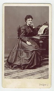 CDV Photo 1870s Beautiful Girl Sitting Near Piano Music Budan Ofen (1753)  - Picture 1 of 2