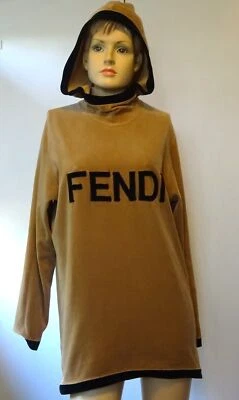 Sudadera con capucha de terciopelo parche con logotipo FENDI de colección de los años 90 - talla 40 - Foto 1 de 4