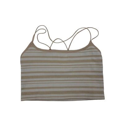 Gilly Hicks Crop Top Medium Cream Ribbed Stretch Soft Casual Basic - Image 1 of 3