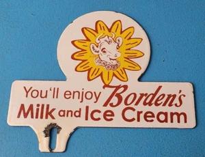 Vintage Bordens Eis Milch Schild Topper - Gas Porzellan Nummernschild Topper - Bild 1 von 14