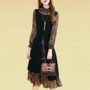 Women's Formal Elegant Chiffon Floral Dress Spring Clothing Mesh Summer Oversize - Picture 1 of 8