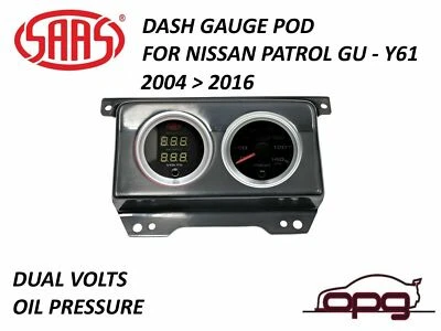 Manómetro SAAS Dash Pod presión de aceite y doble voltaje para Nissan Patrol GU Y61 2004-2016 Foto 1 de 4