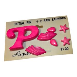 Vintage Regalia Initial ‘P’ & 2 Pair of Pink Earrings NEW
