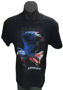 America T Shirt Men’s Black Size Medium Tag Fruit of the Loom Vintage - Picture 1 of 11