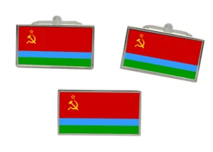 Karelo-Finnish Soviet Flag Cufflink and Tie Pin Set - Picture 1 of 6