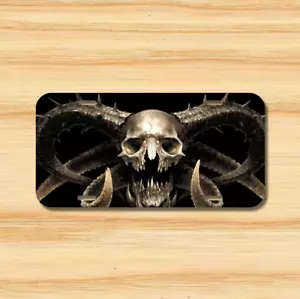 Horned Skull License Plate Vehicle Auto Tag Skeleton Ghost Demon Goth FREE SHIP - Foto 1 di 3