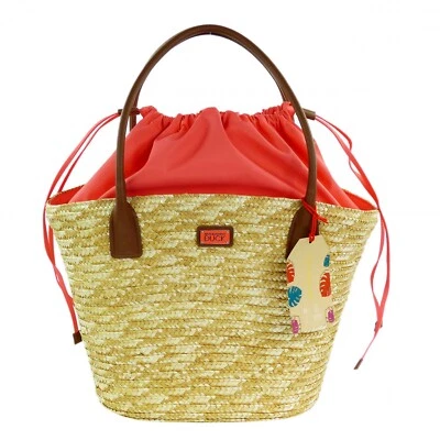 Mandarina Duck Seashell Straw Bag Coral - Image 1 of 4