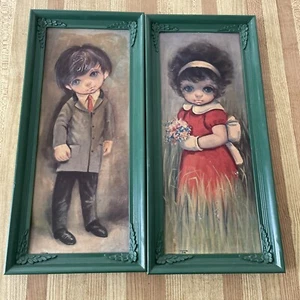 Big Eyes Boy & Flower Girl Vintage Retro Ozz Franca Original Plastic Frame - Picture 1 of 11