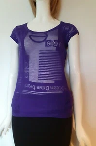 ELITE T-SHIRT A MANCHES COURTES TAILLE S (FR38 /EU36/UK8/ IT42/ US S) AUBERGINE - Picture 1 of 9