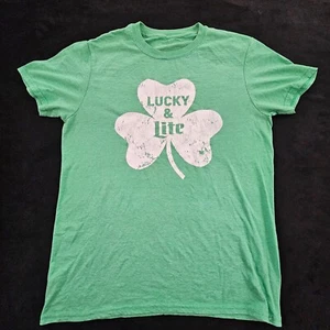 T-shirt uomo Lucky & (MIller) Lite verde trifoglio manica corta misto cotone L - Foto 1 di 7