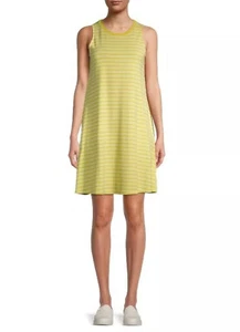 TIME & TRU Yellow Striped Sleeveless Swing A-Line Pocket Dress XXL (20) NWTS - Picture 1 of 8
