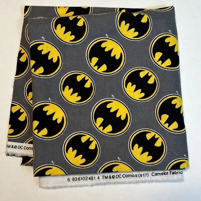 Batman Emblem DC Comics Flannel Fabric About 43”x 40” - Image 1 of 4