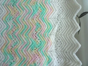 Handmade Crochet Baby Blanket-32" x 30"-Multi Color Boy/Girl NEW - Picture 1 of 4