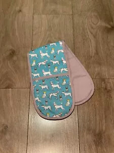 DOPPEL OFENHANDSCHUH Küche Ofenhandschuh Topfhalter Entenei weiß Pudel Welpen - Bild 1 von 3